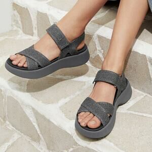 Vivaia Kiara AdaptAll Sport Rich Grey Knit Comfort Hook & Loop Active Sandals 7